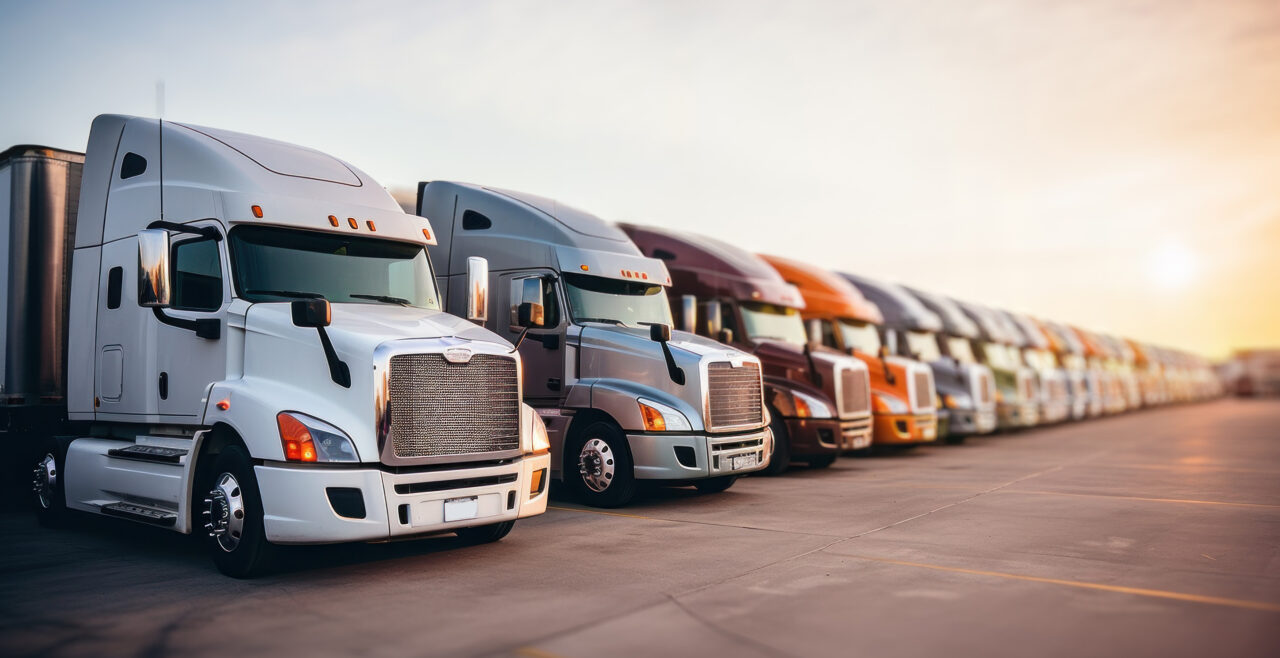 A fleet of trucks, showing how Gradient streamlines transportation compliance to grow your fleet