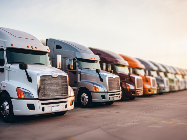 A fleet of trucks, showing how Gradient streamlines transportation compliance to grow your fleet